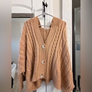 Cozy Casual Tan Cable Knit Cardigan